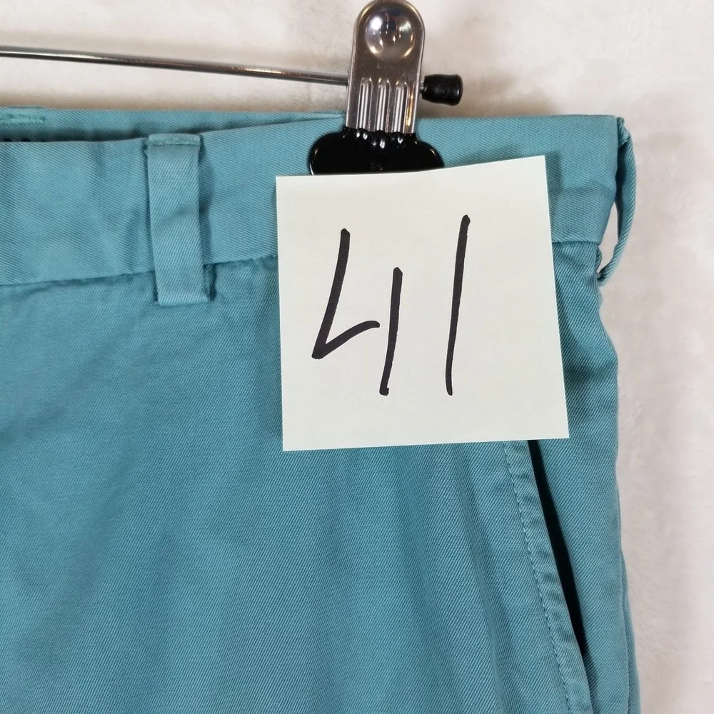 Brooks Brothers Milano Chinos Mens 34x32 Teal Slim Fit Cotton Trousers